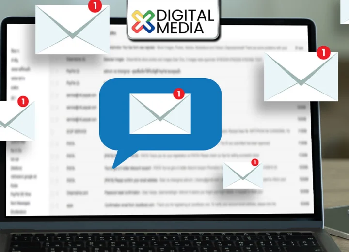 Email inbox on laptop