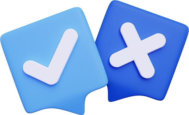 check mark X icon logo